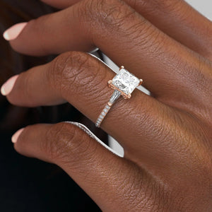 The Pave Liv Set  With A 3.5 Carat Princess 18K Rose Gold Moissanite