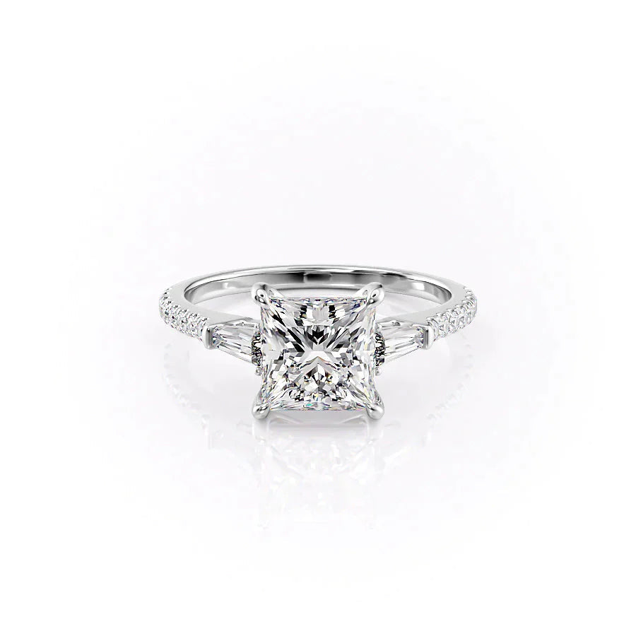 The Pave Liv Set With A 2 Carat Princess 18K White Gold Lab Diamond