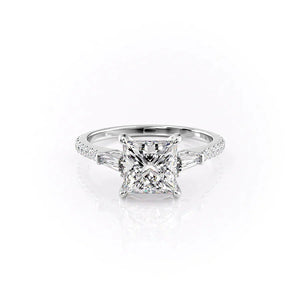 The Pave Liv Set  With A 2 Carat Princess 14K White Gold Moissanite