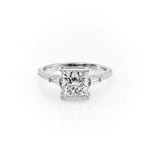 The Liv Set  With A 3 Carat Princess 14K White Gold Moissanite