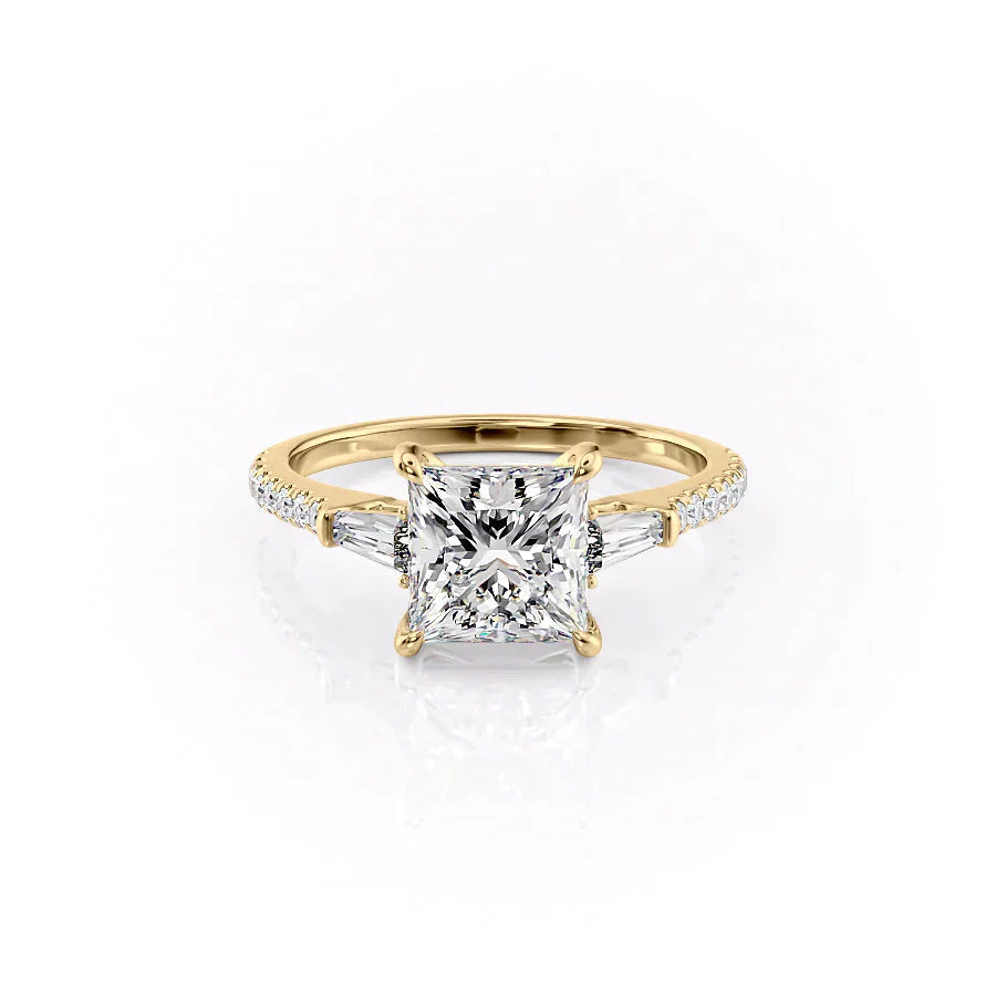 The Liv Set With A 1.5 Carat Princess 14K Yellow Gold Lab Diamond