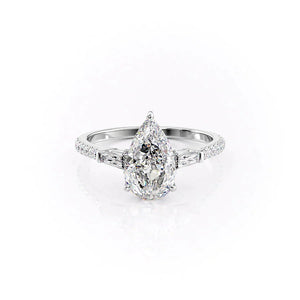 The Pave Liv Set With A 2.5 Carat Pear 18K White Gold Lab Diamond