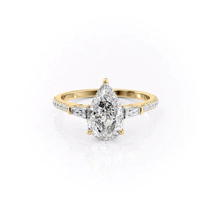 The Liv Set With A 3 Carat Pear 14K Yellow Gold Lab Diamond