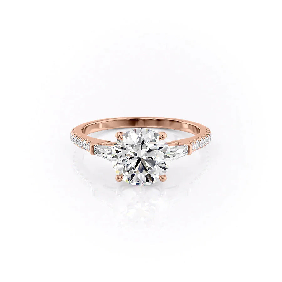The Pave Liv Set With A 3 Carat Round 14K Rose Gold Lab Diamond