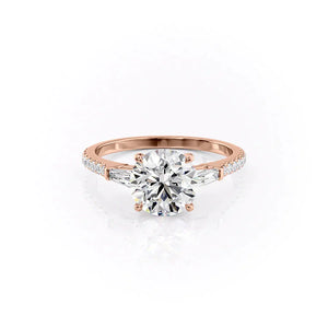 The Liv Set  With A 3.5 Carat Round 14K Rose Gold Moissanite