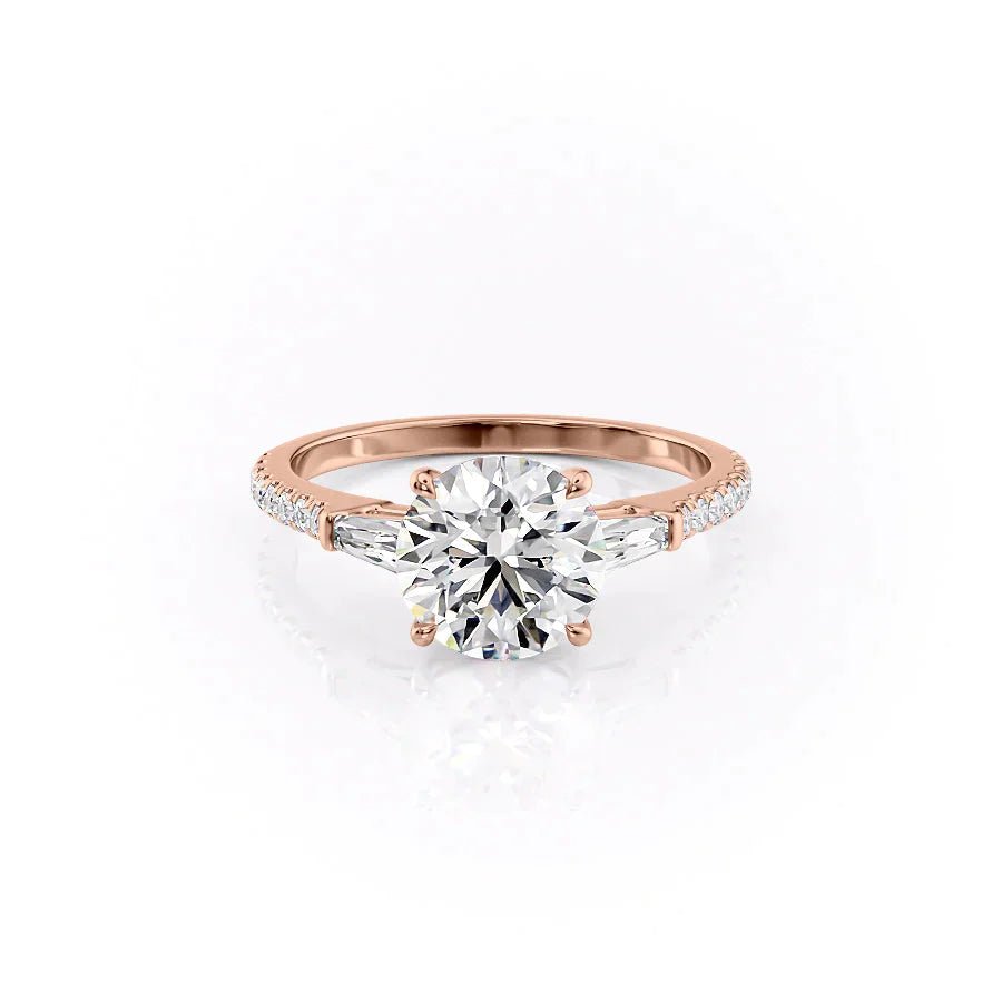 The Pave Liv Set  With A 3 Carat Round 14K Rose Gold Moissanite