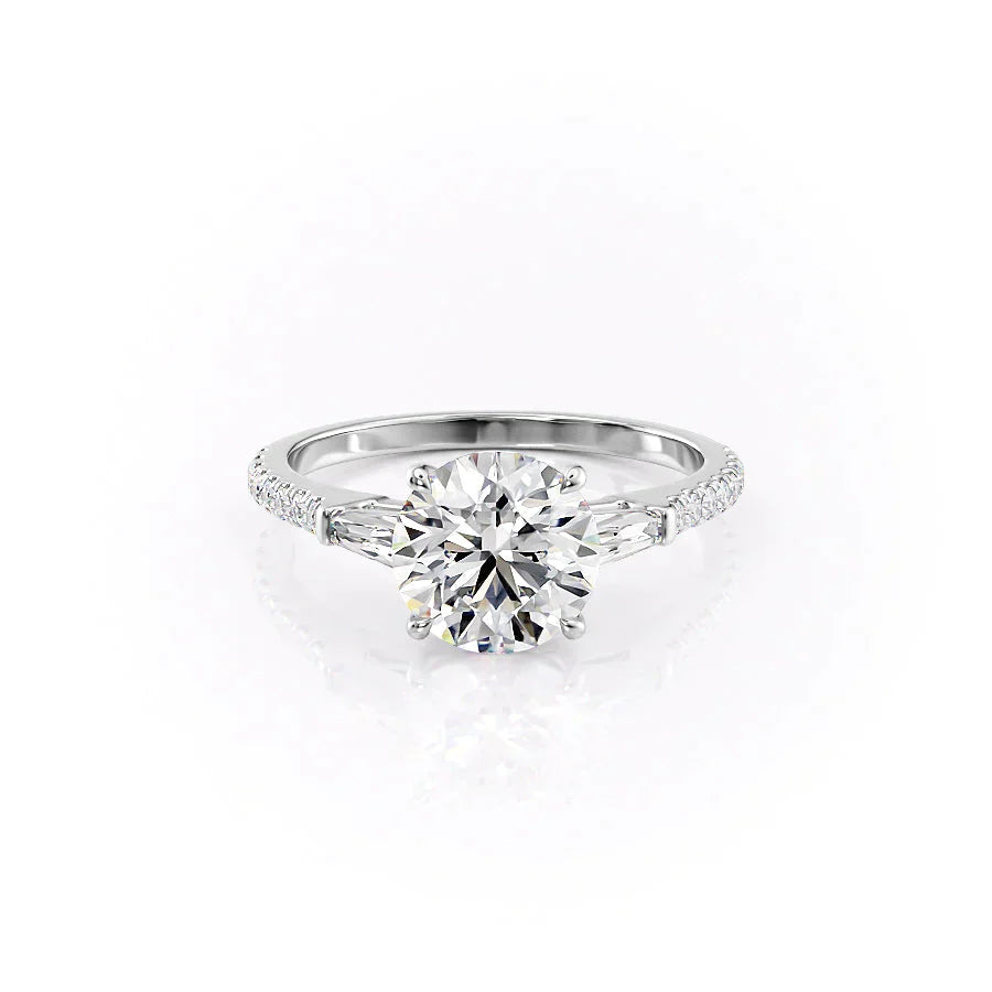 The Liv Set  With A 5 Carat Round 14K White Gold Moissanite