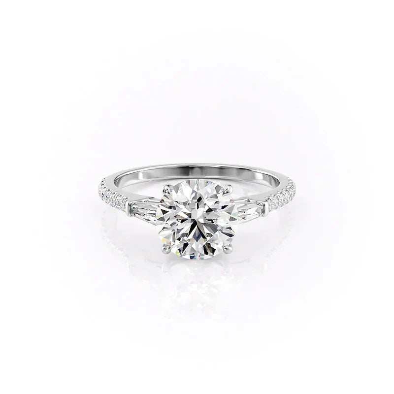 The Pave Liv Set  With A 3 Carat Round 18K White Gold Moissanite