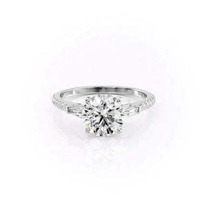 The Pave Liv Set  With A 3 Carat Round 18K White Gold Moissanite