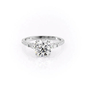 The Pave Liv Set  With A 1.5 Carat Round 18K White Gold Moissanite