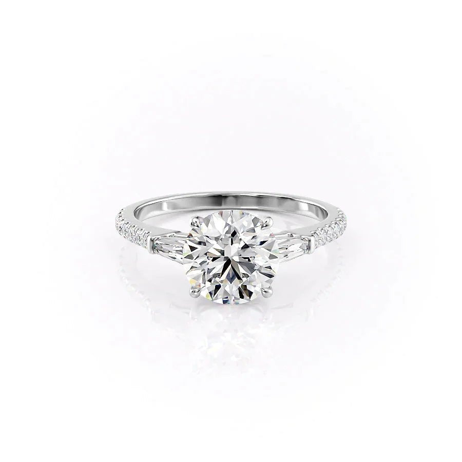 The Pave Liv Set  With A 1.5 Carat Round 14K White Gold Moissanite