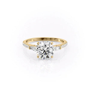 The Pave Liv Set With A 1.5 Carat Round 18K Yellow Gold Lab Diamond