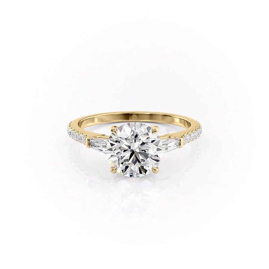 The Pave Liv Set With A 2 Carat Round 18K Yellow Gold Lab Diamond
