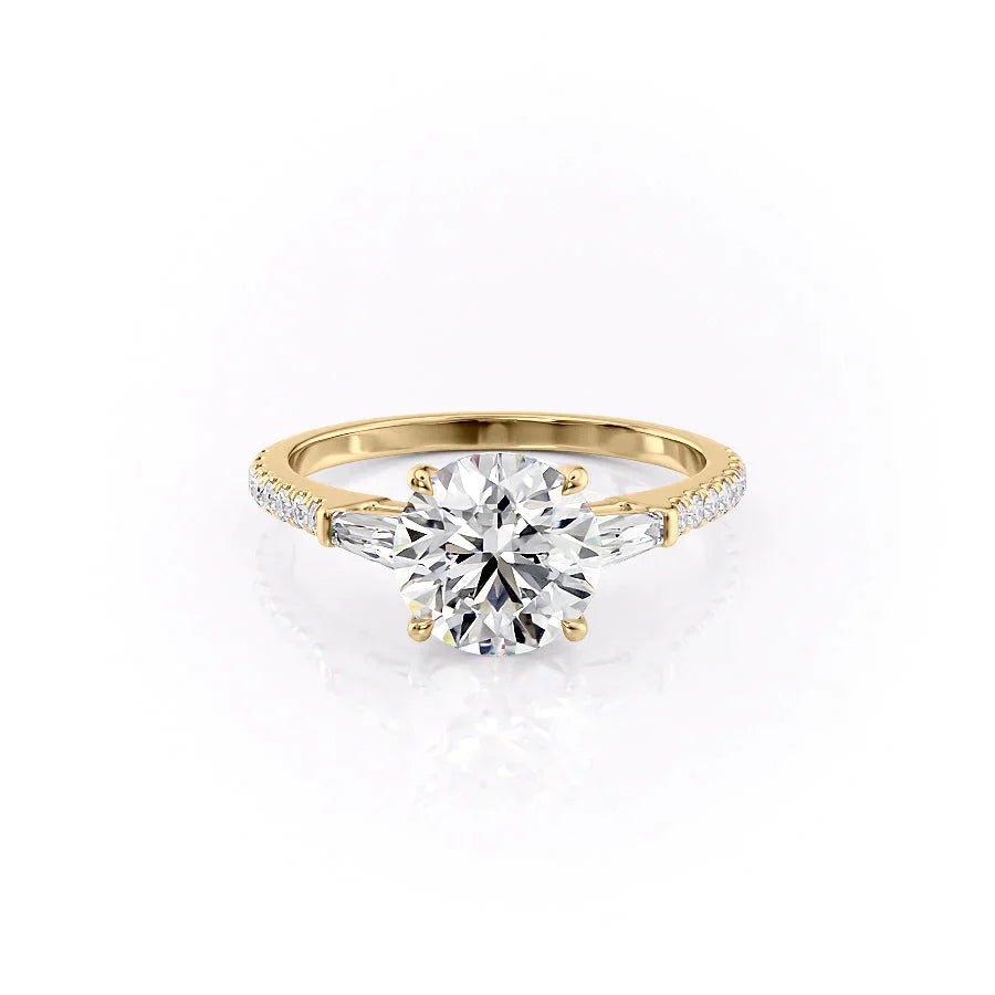 The Pave Liv Set  With A 2 Carat Round 14K Yellow Gold Moissanite