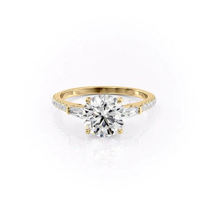 The Pave Liv Set  With A 2 Carat Round 18K Yellow Gold Moissanite