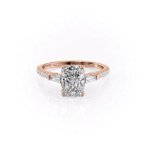 The Liv Set  With A 1.5 Carat Radiant 14K Rose Gold Moissanite