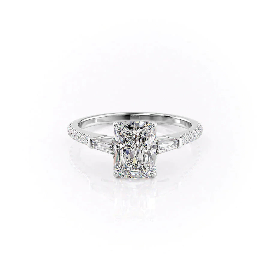 The Pave Liv Set With A 2 Carat Radiant 18K White Gold Lab Diamond