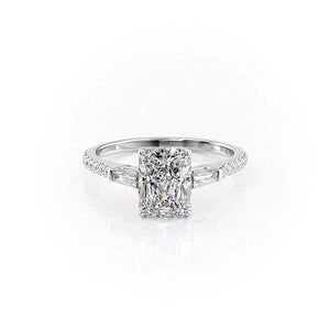 The Pave Liv Set With A 1 Carat Radiant 14K White Gold Lab Diamond