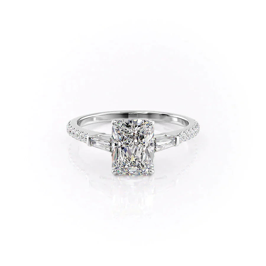 The Liv Set  With A 5 Carat Radiant 18K White Gold Moissanite