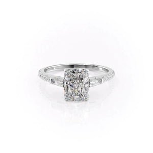 The Liv Set  With A 4 Carat Radiant 14K White Gold Moissanite