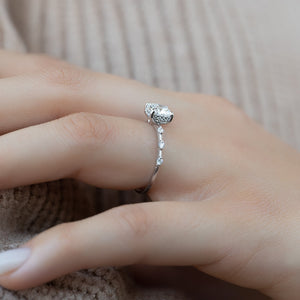 The Hidden Halo Penelope Set With A 1 Carat Cushion 14K White Gold Lab Diamond