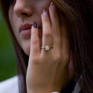 The Hidden Halo Penelope Set With A 2.5 Carat Cushion 18K Yellow Gold Lab Diamond