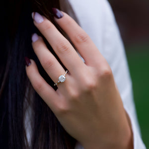 The Hidden Halo Penelope Set With A 2.5 Carat Cushion 14K Yellow Gold Lab Diamond