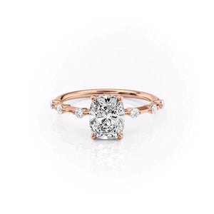 The Hidden Halo Penelope Set With A 2.5 Carat E. Cushion 14K Rose Gold Lab Diamond