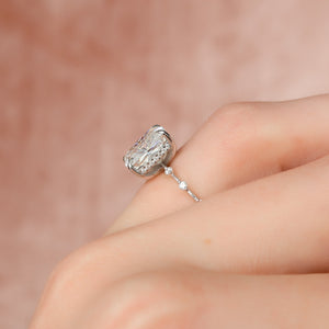 The Penelope Set Hidden Halo  With A 4.5 Carat E. Cushion 14K White Gold Moissanite
