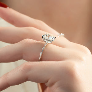 The Hidden Halo Penelope Set With A 1 Carat E. Cushion 14K White Gold Lab Diamond