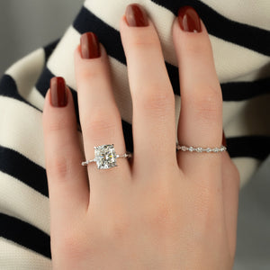 The Hidden Halo Penelope Set With A 1.5 Carat E. Cushion 14K White Gold Lab Diamond
