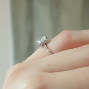 The Penelope Set Hidden Halo  With A 2 Carat E. Cushion 18K White Gold Moissanite
