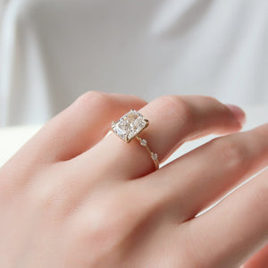 The Penelope Set Hidden Halo  With A 2 Carat E. Cushion 14K Yellow Gold Moissanite
