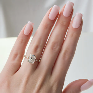 The Penelope Set Hidden Halo  With A 3.5 Carat E. Cushion 18K Yellow Gold Moissanite