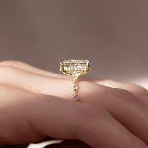 The Penelope Set Hidden Halo  With A 1 Carat E. Cushion 18K Yellow Gold Moissanite