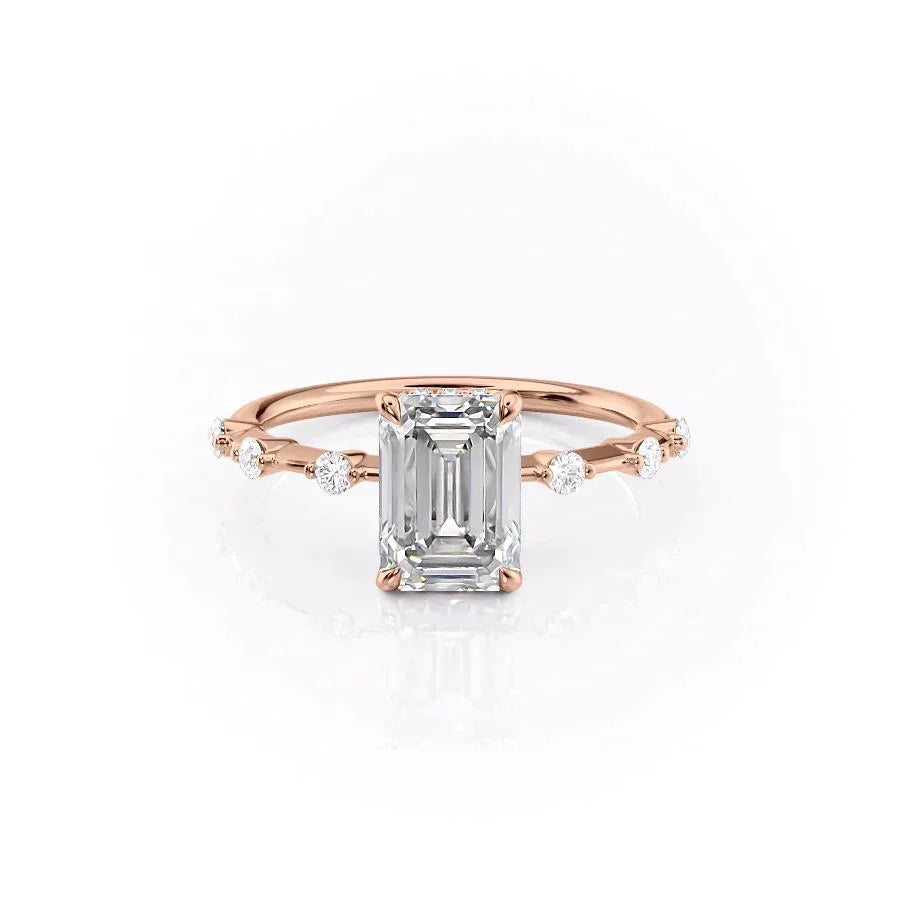 The Penelope Set With A 1 Carat Emerald 14K Rose Gold Lab Diamond