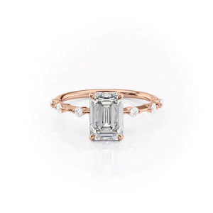 The Penelope Set With A 1 Carat Emerald 14K Rose Gold Lab Diamond