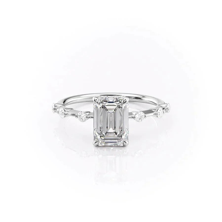 The Penelope Set With A 1 Carat Emerald 14K White Gold Lab Diamond