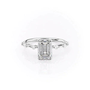 The Penelope Set With A 1 Carat Emerald 14K White Gold Lab Diamond