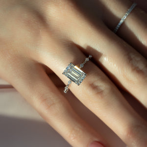 The Penelope Set With A 1 Carat Emerald 14K White Gold Lab Diamond