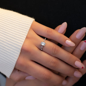 The Penelope Set With A 1 Carat Emerald 14K White Gold Lab Diamond