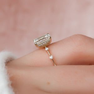 The Hidden Halo Penelope Set With A 1 Carat Emerald 18K Yellow Gold Lab Diamond
