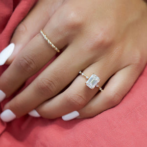 The Hidden Halo Penelope Set With A 2 Carat Emerald 14K Yellow Gold Lab Diamond