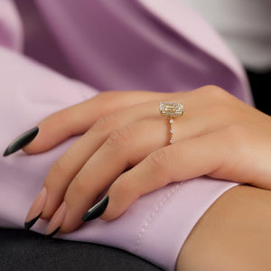The Hidden Halo Penelope Set With A 1.5 Carat Emerald 14K Yellow Gold Lab Diamond