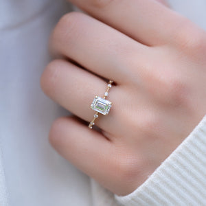 The Hidden Halo Penelope Set With A 1.5 Carat Emerald 14K Yellow Gold Lab Diamond