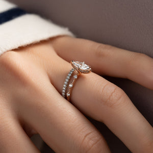 The Hidden Halo Penelope Set With A 2.5 Carat Marquise 14K Rose Gold Lab Diamond