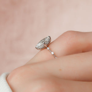 The Penelope Set Hidden Halo  With A 4.5 Carat Marquise 14K White Gold Moissanite