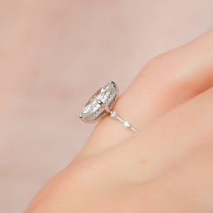 The Penelope Set Hidden Halo  With A 3.5 Carat Marquise 18K White Gold Moissanite