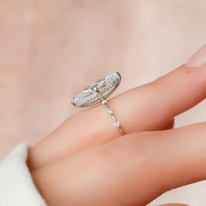 The Penelope Set Hidden Halo  With A 2 Carat Marquise 18K White Gold Moissanite