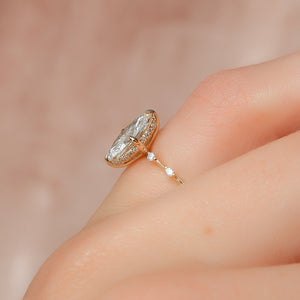 The Hidden Halo Penelope Set With A 1.5 Carat Marquise 14K Yellow Gold Lab Diamond